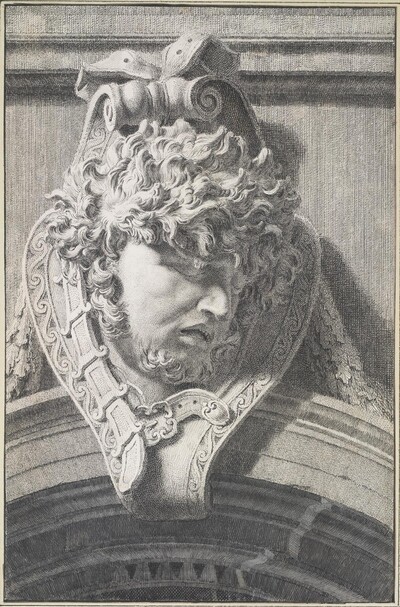 Kopfkartusche als Schmuck eines Schlußsteins von Teodor Lubieniecki
