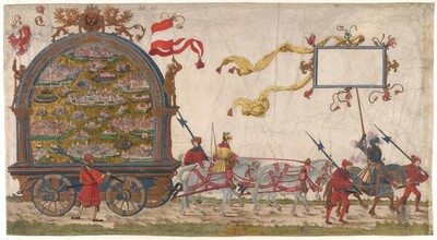 Triumphzug Kaiser Maximilians I.: Triumphwagen mit Städten und Schlössern von Albrecht Altdorfer