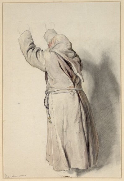 Mönch mit erhobenen Armen von Josef Danhauser