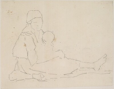 Studie einer Mutter mit Kind, am Boden sitzend von Johann Gualbert Raffalt