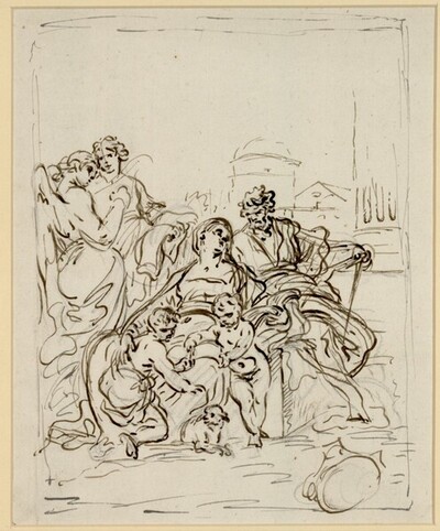 Heilige Familie mit Johannesknaben und zwei Engeln von Francesco la Marra