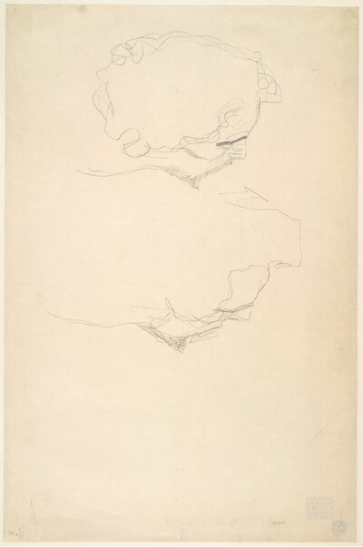 Zwei Männerköpfe im verlorenen Profil (Studien für "Der Kuss") von Gustav Klimt