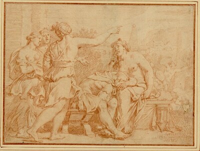 Allegorie mit vier Frauen und einem schlafenden Krieger von Gerard de Lairesse