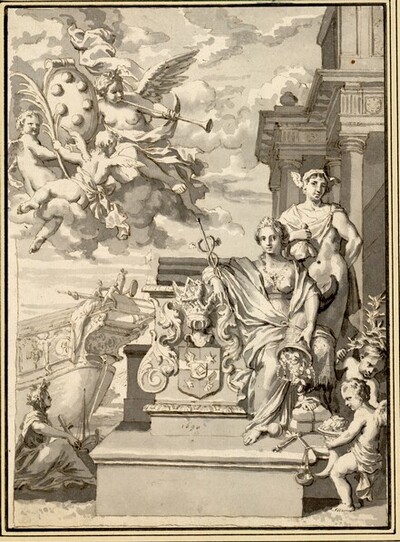 Allegorie auf Handel und Wohlstand mit den Wappen der Medici und des Leipziger Handelshauses Winkler von Gerard de Lairesse