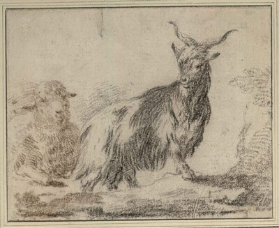 Stehender Ziegenbock und liegendes Schaf von Philipp Peter Roos