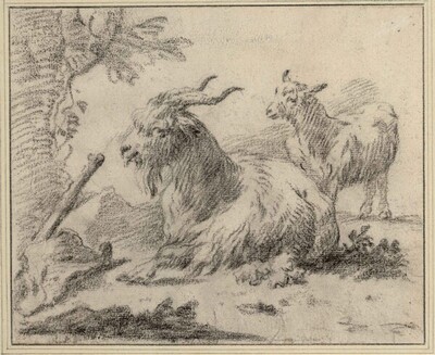 Liegender Ziegenbock und stehendes Schaf von Philipp Peter Roos