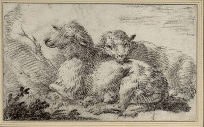 Zwei liegende Schafe von Philipp Peter Roos