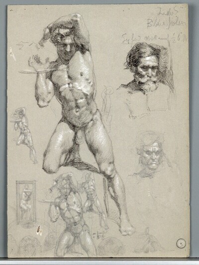 Verschiedene männliche Kopf- und Figurstudien von Alexander Rothaug