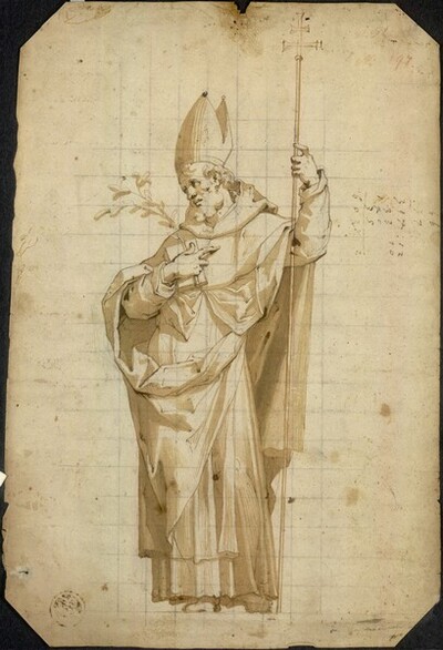Stehender Bischof mit Märtyrerpalme von Giovanni Battista Trotti gen. Malosso