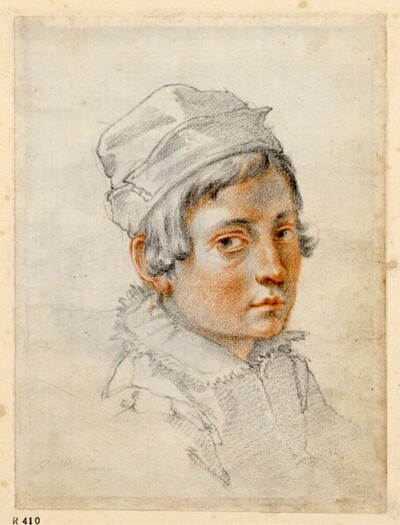 Kopf eines Knaben mit Kappe in Vorderansicht nach rechts von Giovanni Battista Vanni