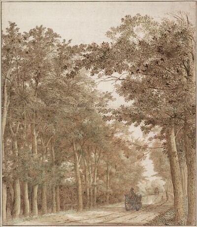 Waldstraße mit zwei Pferdewagen von Cornelis Hendriksz. Vroom