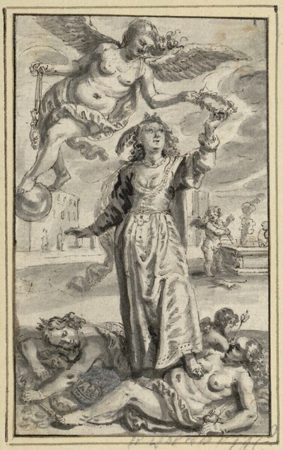 Tugendallegorie mit Lorbeer reichender Fortuna von Abraham van Diepenbeeck