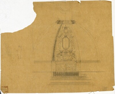 Wien I, Kunsthistorisches Hofmuseum, Kuppelsaal, Entwurf zur Gestaltung der Kuppelschale, Aufriß von Carl von Hasenauer