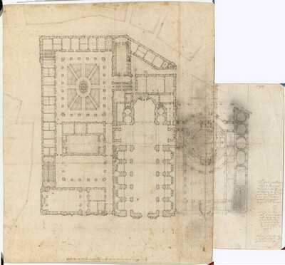 Rom, Casa dei Filippini, Gesamtentwurf in drei Phasen von Francesco Borromini