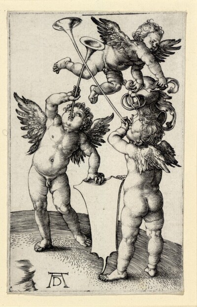 Drei Genien als Wappenhalter von Albrecht Dürer