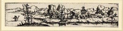 Flusslandschaft mit einer Stadt und dem heiligen Christophorus von Augustin Hirschvogel