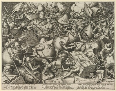 Kampf der Geldkisten und Sparbüchsen von Pieter Bruegel d. Ä.