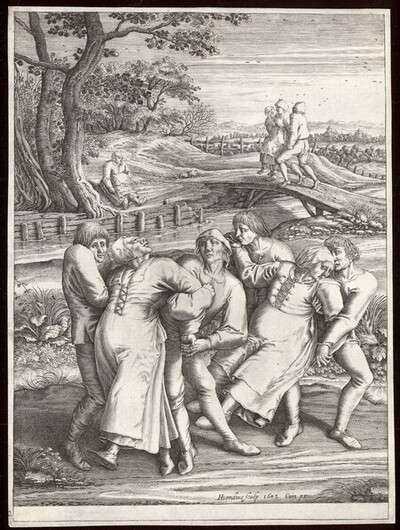 Epileptikerinnen nach links gehend von Pieter Bruegel d. Ä.