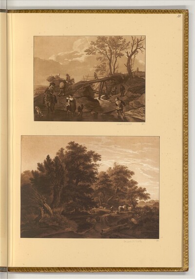 Landschaft mit Männer, Frauen und Kindern am Fluss; Ein Weg am Waldrand von Wilhelm Alexander Wolfgang von Kobell