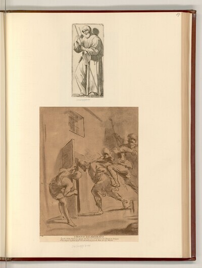 Mönch mit Stab; Gefangennahme des hl. Rochus von Giovanni Battista Pasqualino