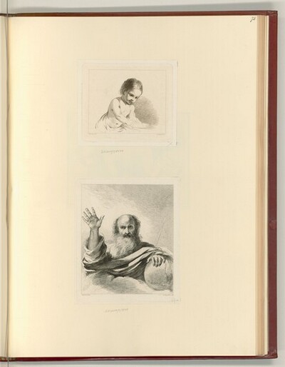 Halbfigur eines Kindes; Gottvater mit Weltkugel von Johann Adam von Bartsch