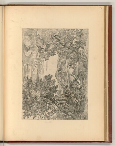 Baumlandschaft am Wasser mit drei Männern von Giovanni Francesco Grimaldi
