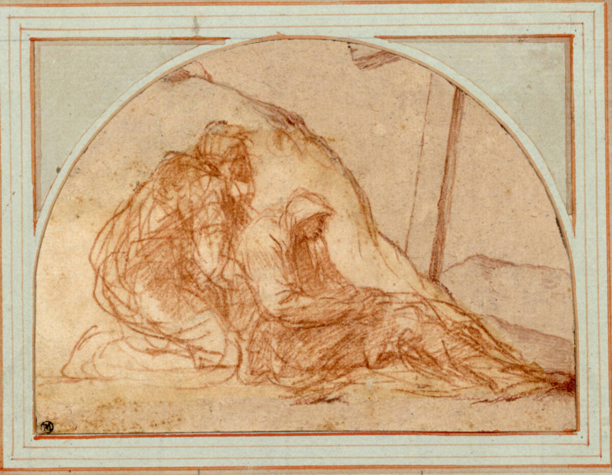 Maria mit einer der heiligen Frauen unter dem Kreuz, Polidoro da Caravaggio