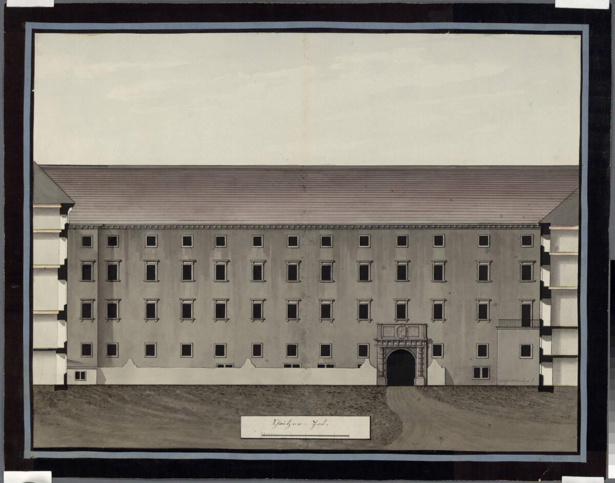 Wien I, Hofburg, Schweizerhof, Fassade zum Inneren Burghof, Aufriss und Schnitt, Inv. Nr.: AZ61…