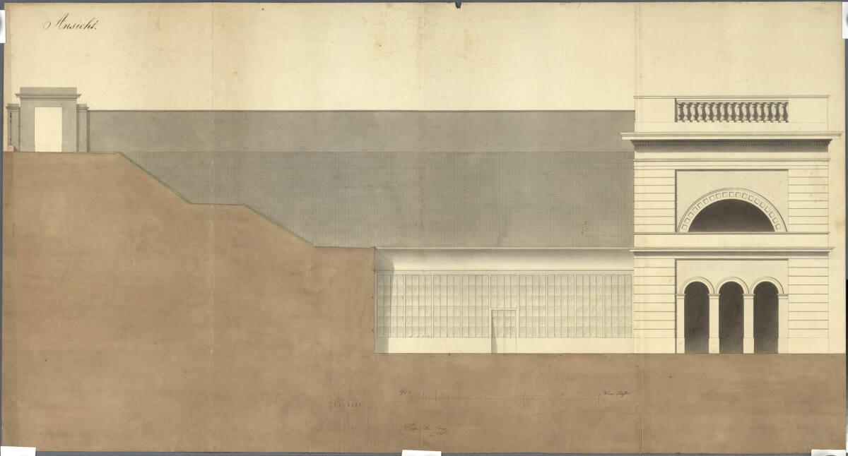 Wien I, Hofburg, Burggarten, altes Glashaus, Nordseite, Aufriss, Inv. Nr.: AZ4873