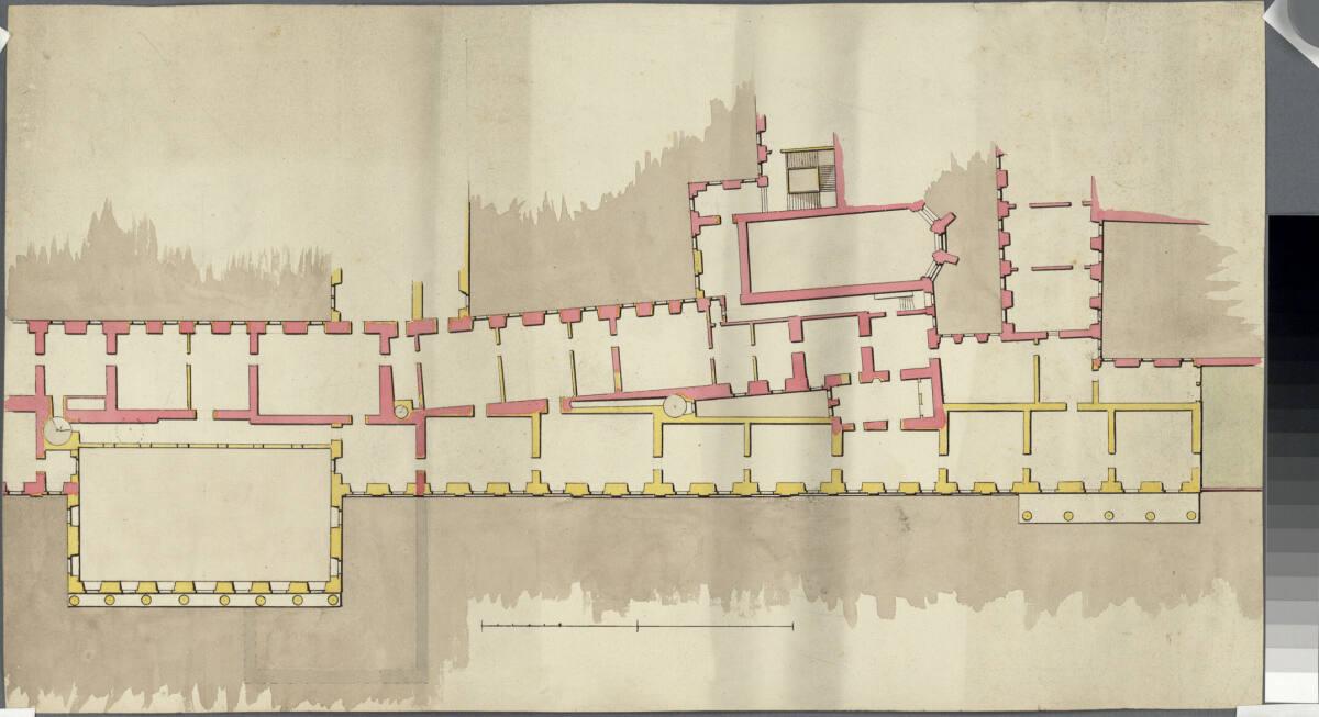 Wien I, Hofburg, Um- und Neubauprojekt, Vorstadtfassade, 1.Stock, Detailgrundriss, Inv. Nr.: AZ…