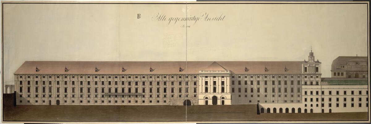 Ludwig Gabriel von Remy, Wien I, Hofburg, Gesamtplan, Vorstadtfassade, Aufriss, Inv. Nr.: AZ620…