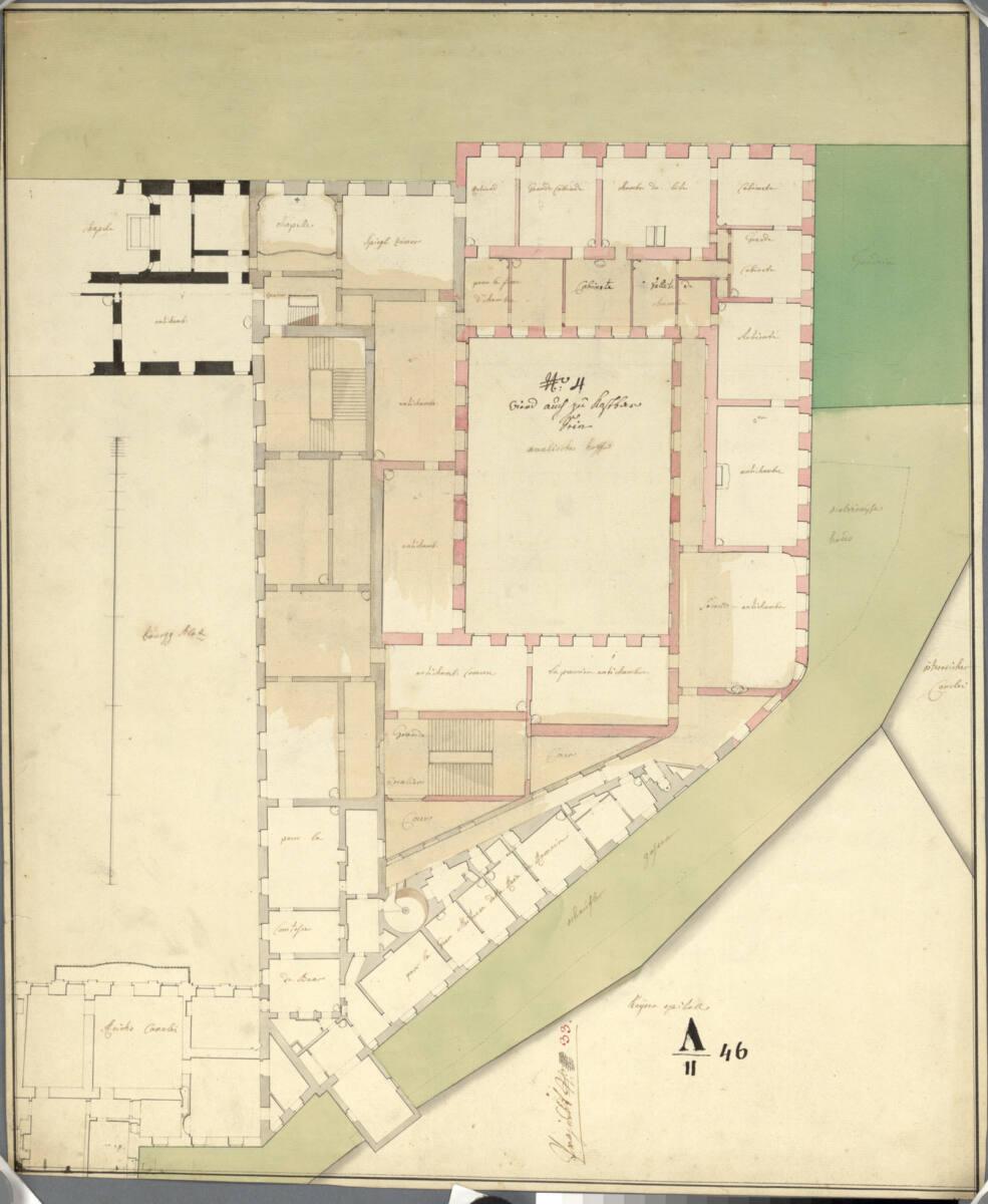 Wien I, Hofburg, Amalienburg, Um- und Neubauprojekt I B, 1.Stock, Grundriss, Inv. Nr.: AZ6296