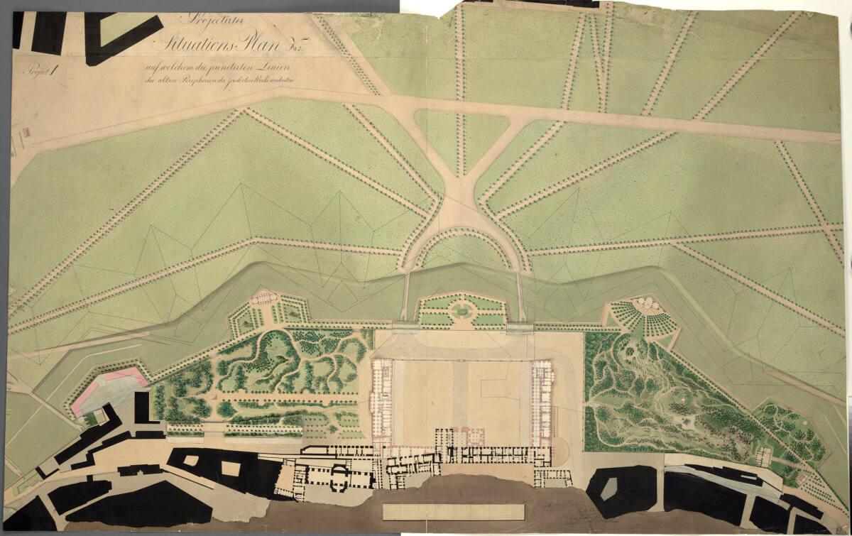Wien I, Hofburg, Um- und Neubauprojekt, Situationsplan mit Gärten, Basteien und Glacis, Inv. Nr…