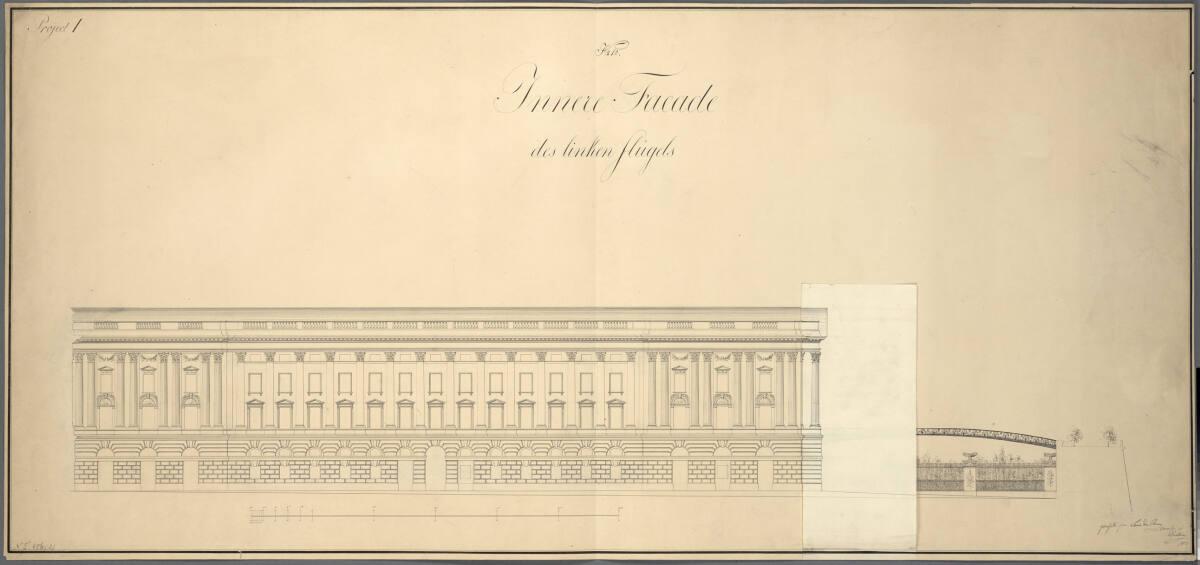 Wien I, Hofburg, Um- und Neubauprojekt, Vorstadtfassade, Aufriss, Inv. Nr.: AZ8217