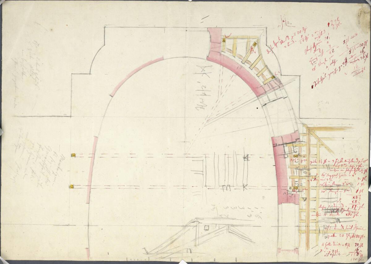 Wien I, Hofburg, Hofbibliothek, Kuppel, Dachstuhl, Horizontalschnitt, Inv. Nr.: AZ6503r
