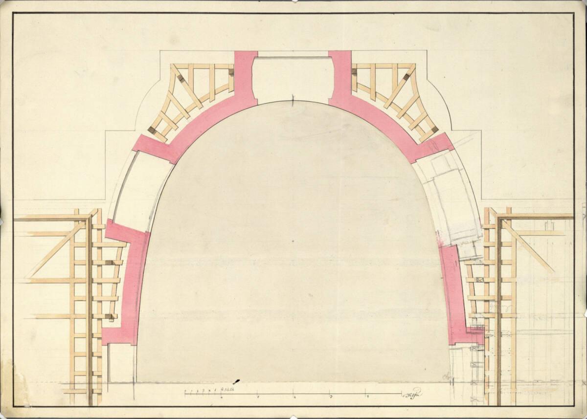 Wien I, Hofburg, Hofbibliothek, Kuppel, Dachstuhl, Horizontalschnitt, Inv. Nr.: AZ6507