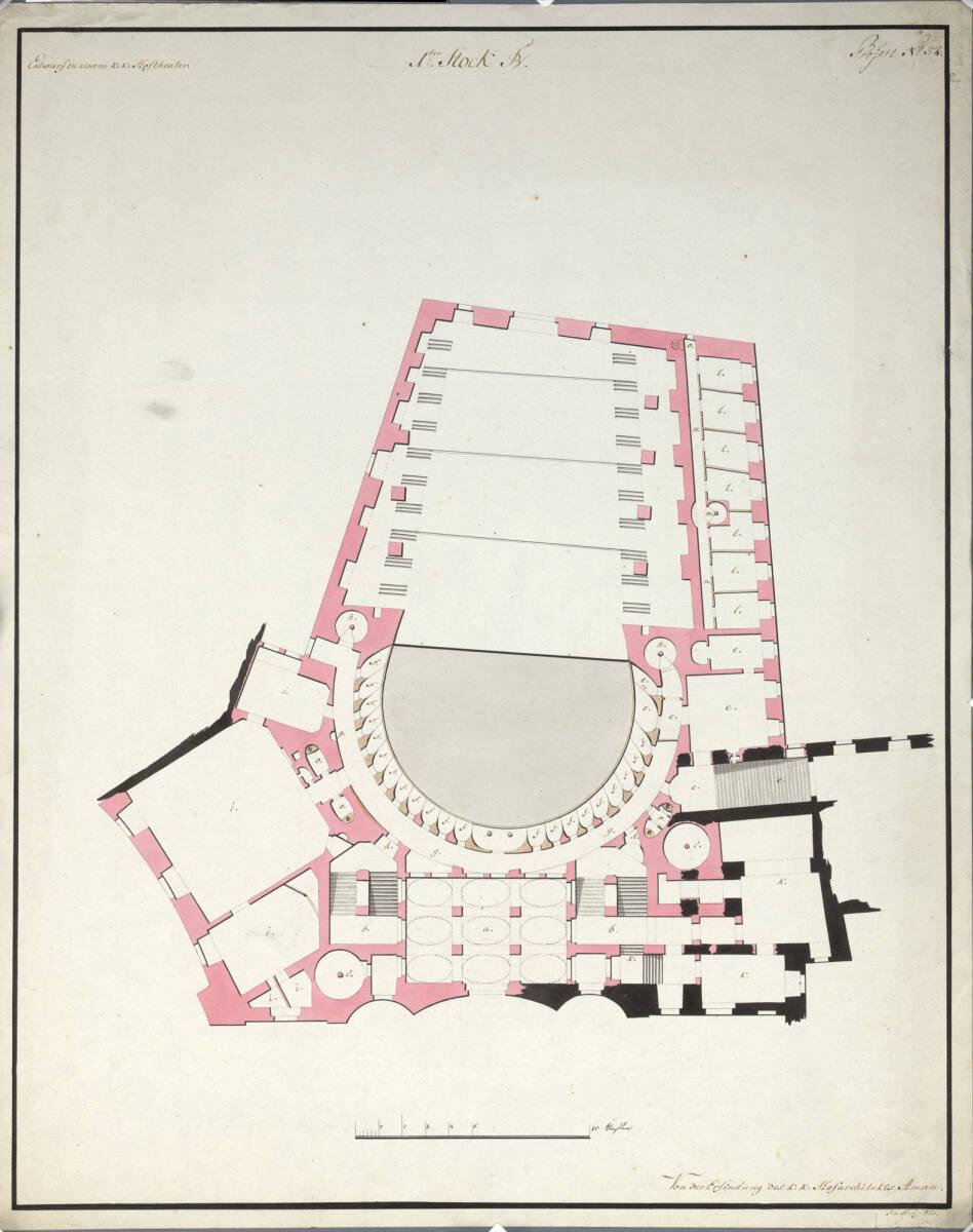 Wien I, Hofburg, Altes Burgtheater, Neubauprojekt "B" für das Areal der Sommerreitschule, 1.Sto…
