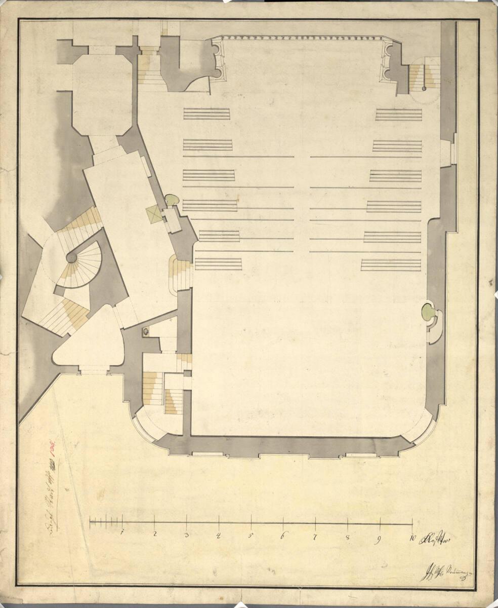 Wien I, Hofburg, Altes Burgtheater, Bühnenhaus, Parterre, Grundriss, Inv. Nr.: AZ6563