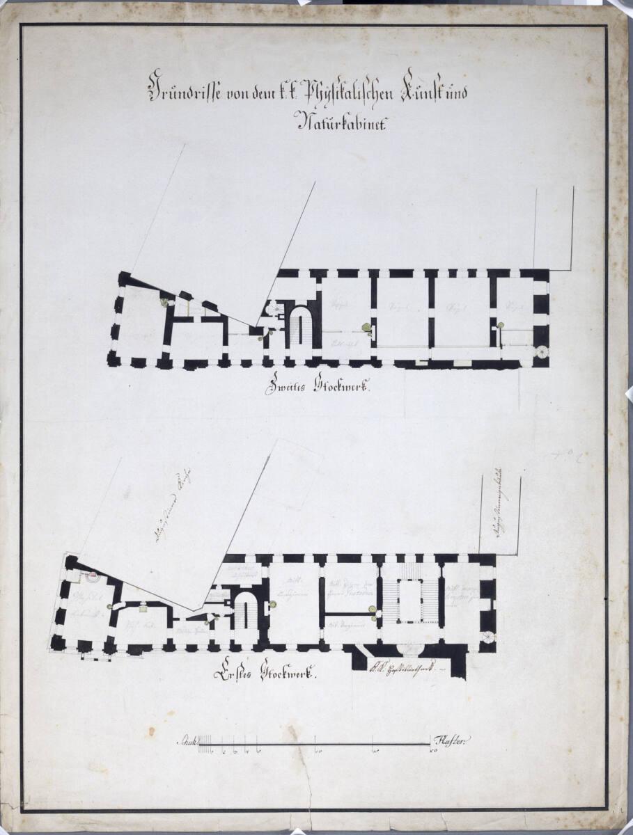 Wien I, Hofburg, Augustinertrakt, Physikalisches Kabinett, 1. und 2.Stock, Grundriss, Inv. Nr.:…