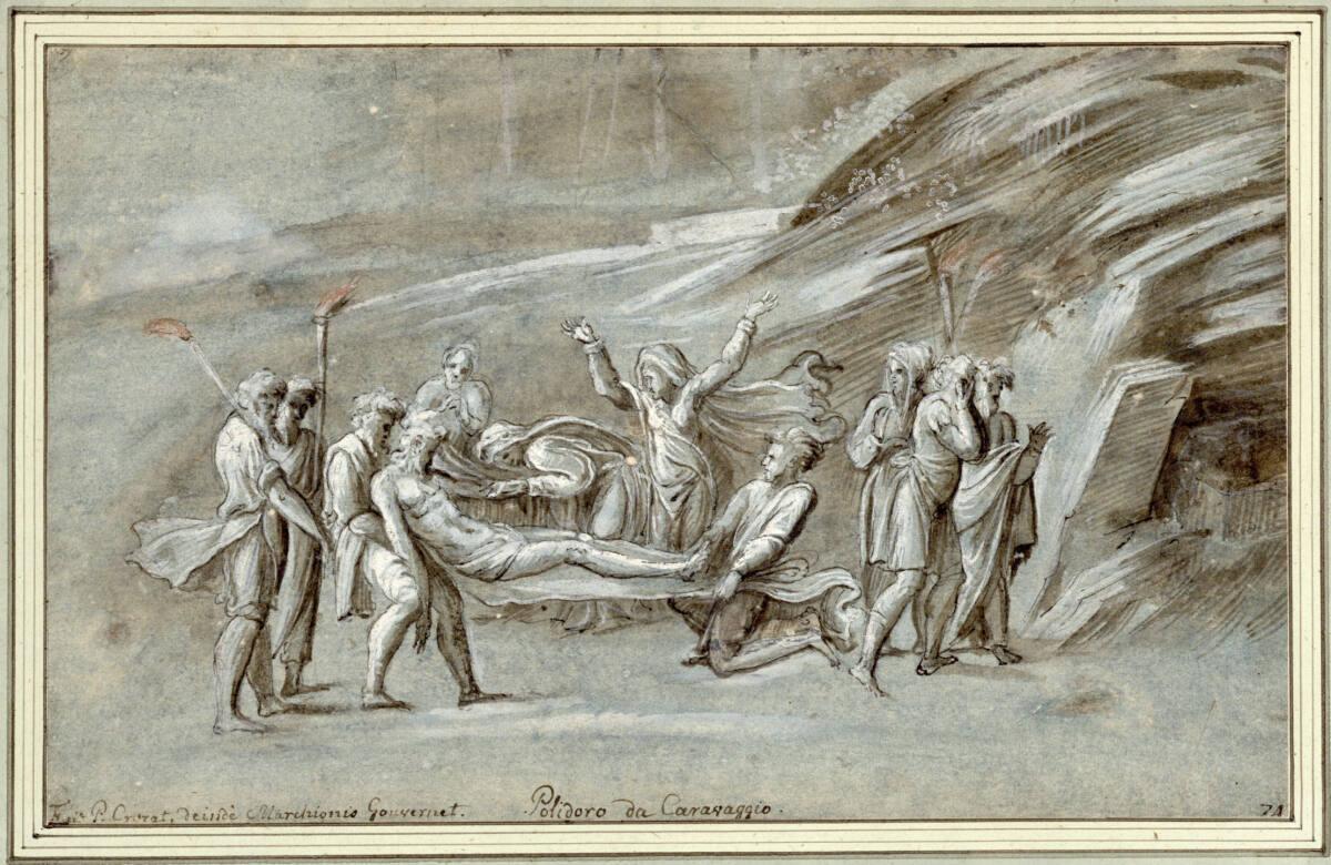 Biagio Pupini, gen. delle Lame, Grablegung. Joseph von Arimathäa und Nikodemus heben auf einem …