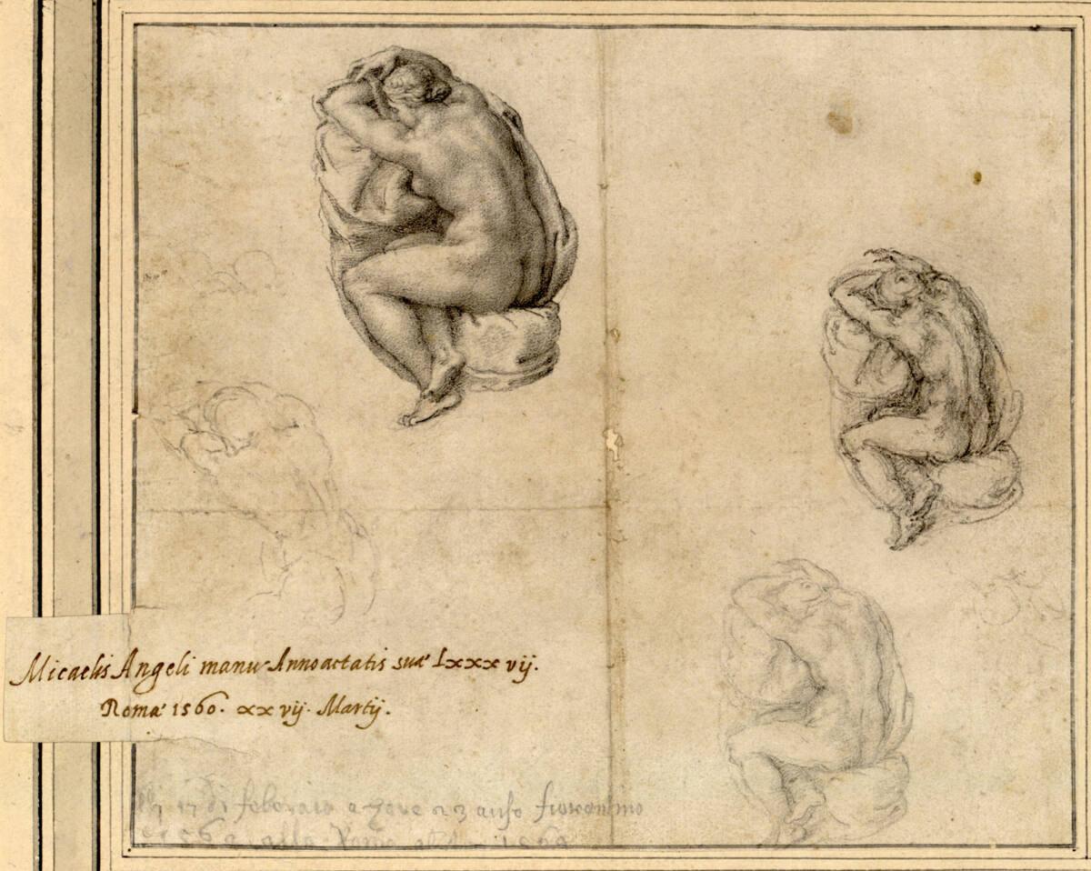 Studien eines weiblichen sitzenden Rückenakts — Michelangelo