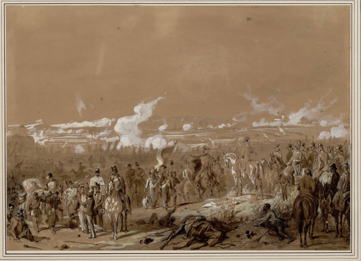 Graf Radetzky und sein General-Stab in der Schlacht bei Novara, Franz Adam, 1849