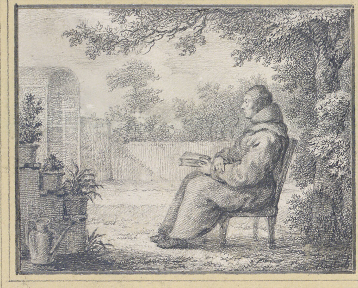Portrait du Pere Arnold Augustin, assis dans un jardin, Adam Bartsch
