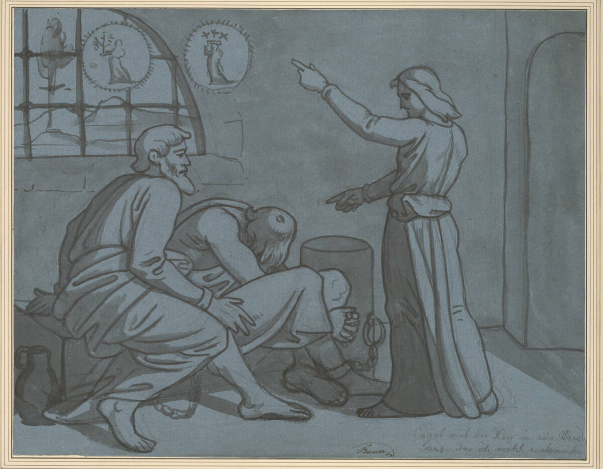 Joseph deutet die Träume seiner Mitgefangenen in Ägypten, Joseph Anton Bauer