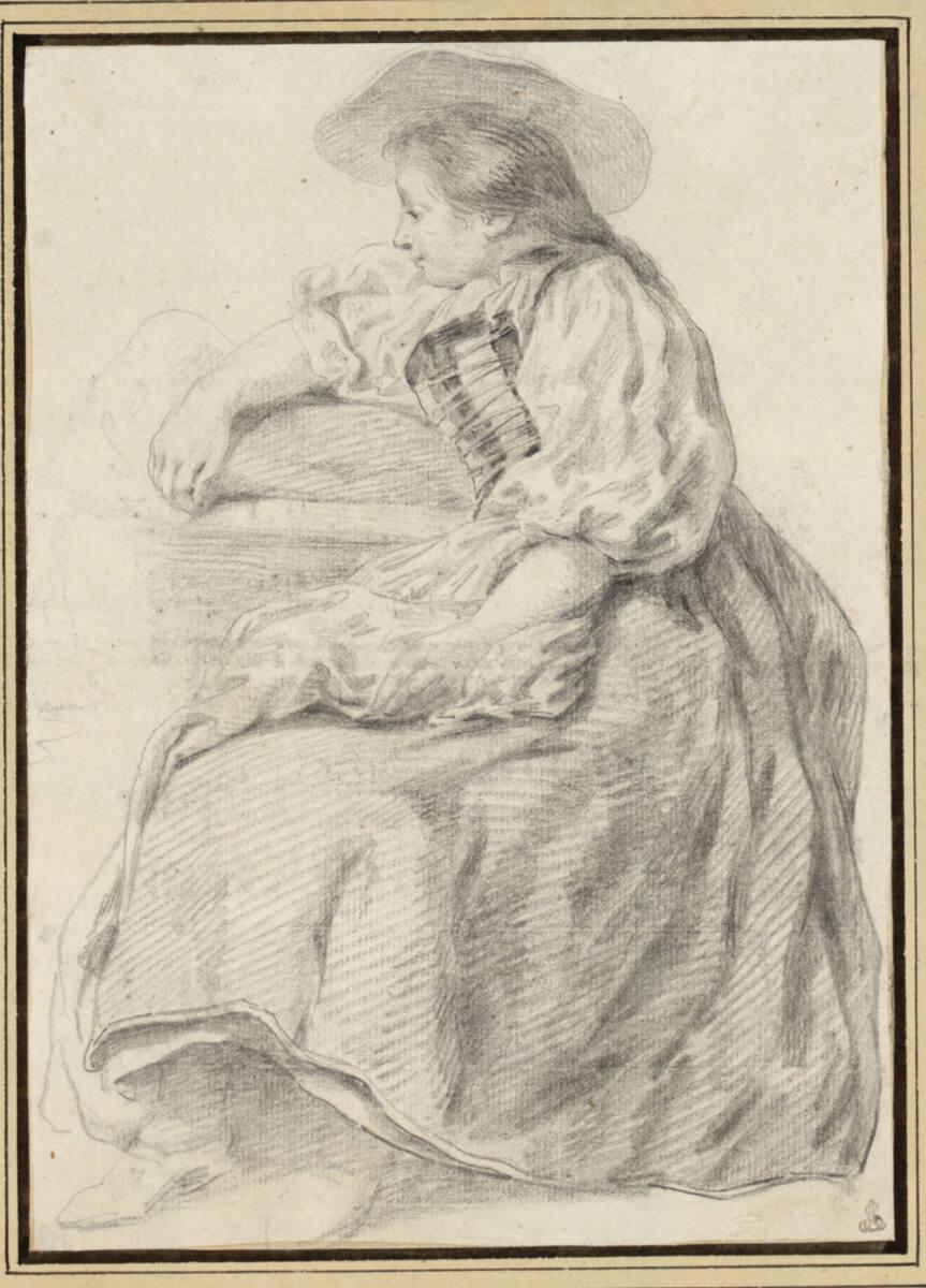 Balthasar Anton Dunker, Sitzende Schweizer Bäuerin nach links, Inv. Nr.: 5150