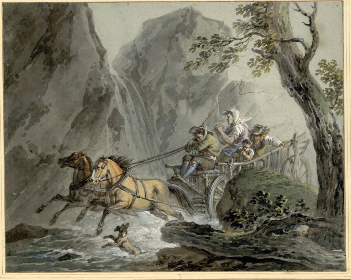 Zwei durchgehende Pferde mit Gespann, Inv. Nr.: 5213