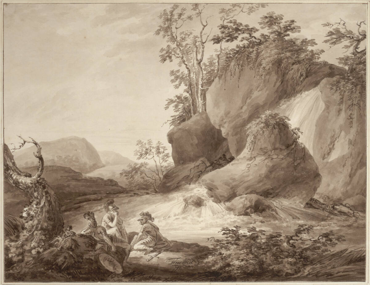 Drei Ritter lagern an einem Bache, Joseph Fischer