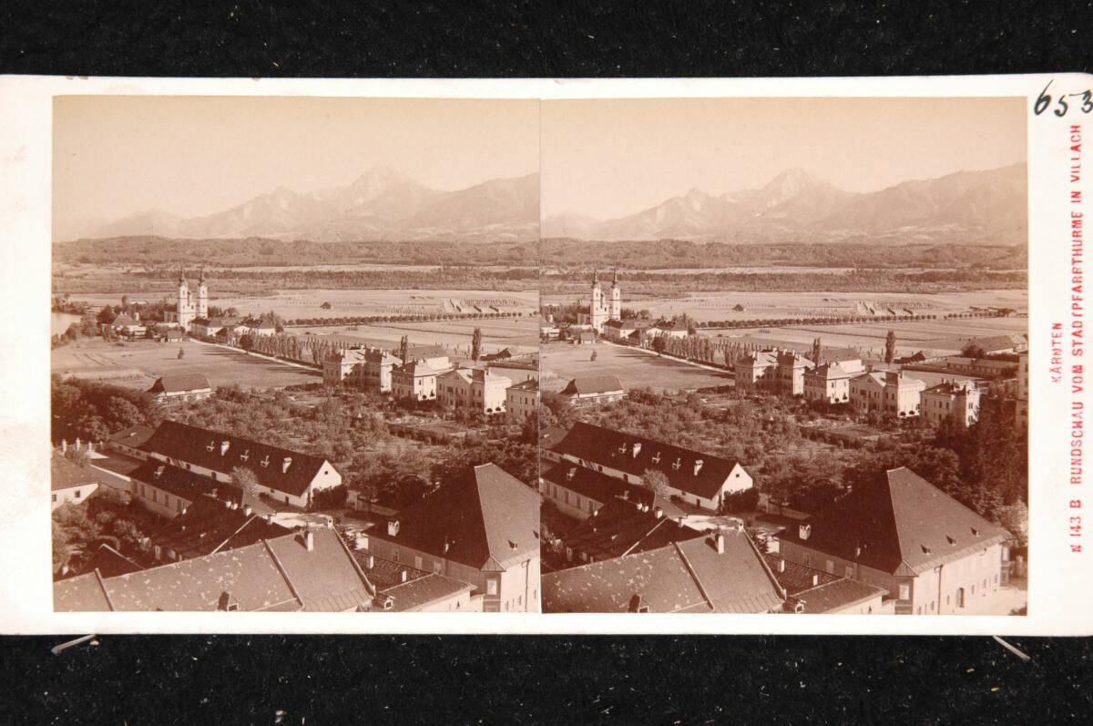 Alois Beer, Kärnten, Rundschau vom Stadtpfarrthurme in Villach, Inv. Nr.: FotoGLV2000/18453