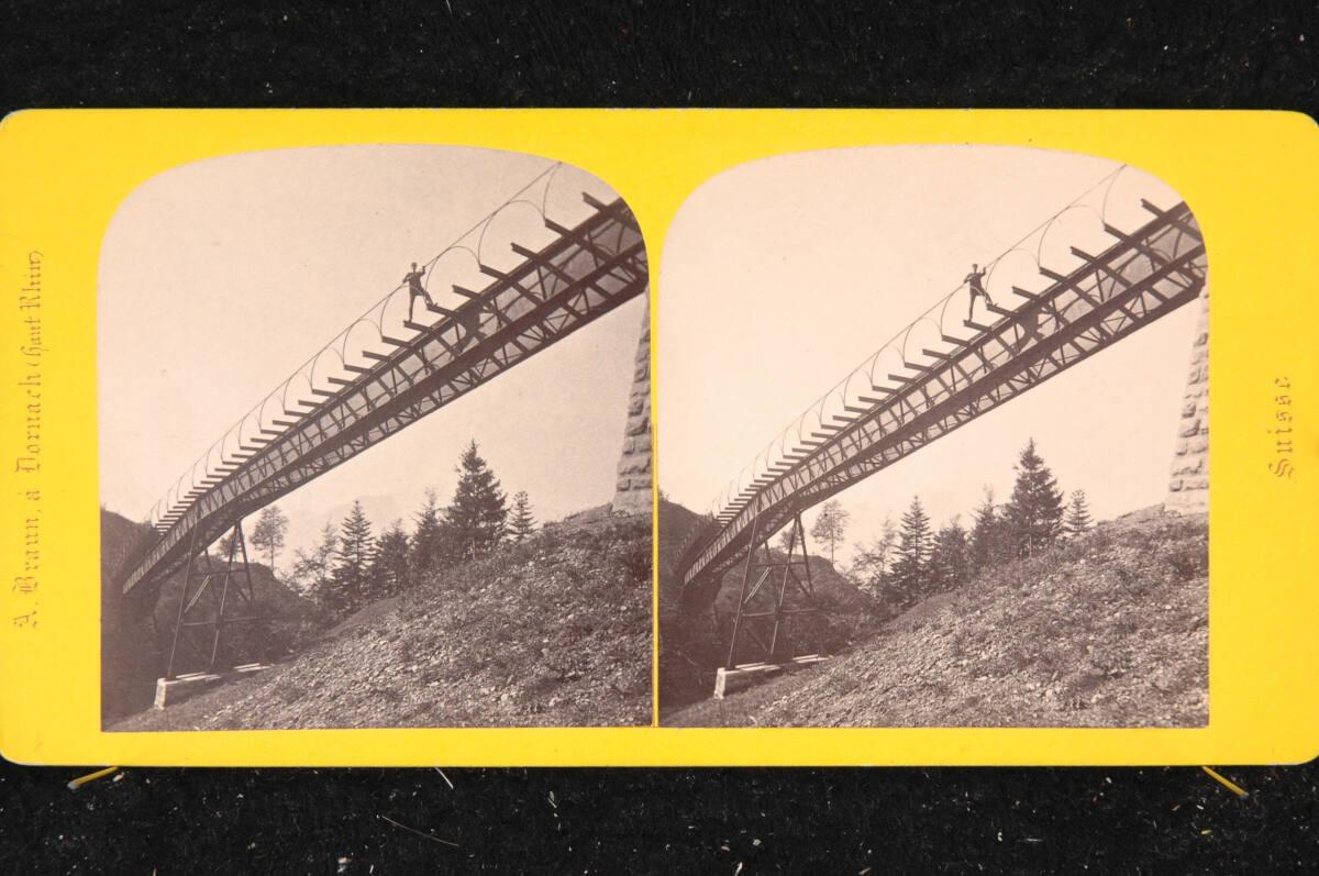 Adolphe Braun, Schweiz, Bau der Scheideggbahn-Brücke bei Unterstetten, Inv. Nr.: FotoGLV2000/18…