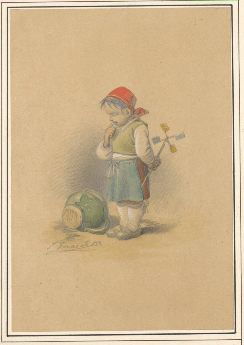 Kleines Mädchen und zerbrochener Krug, Franz Gerasch, 1854